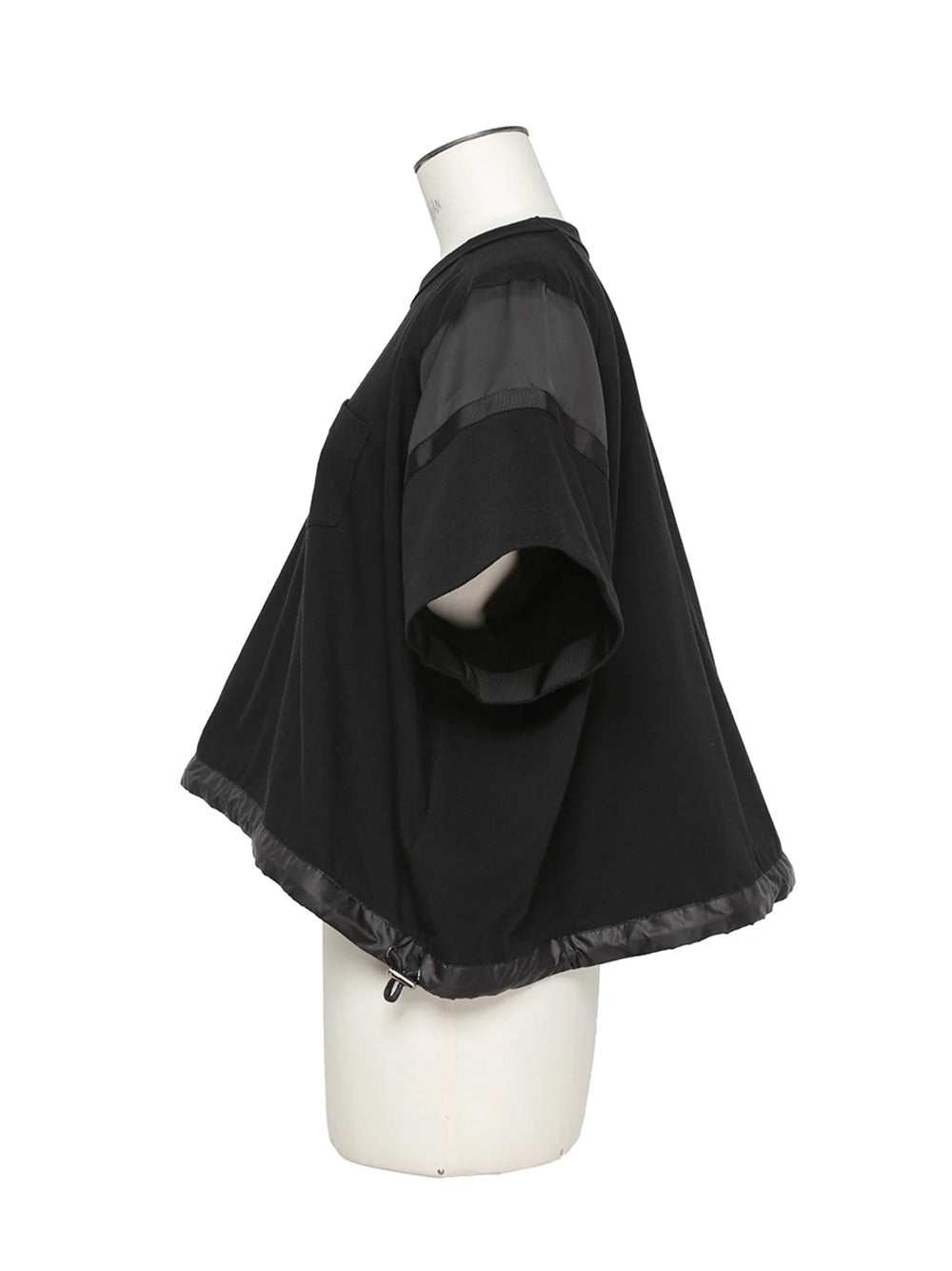 Satin X Cotton Jersey T-Shirt Black x Black