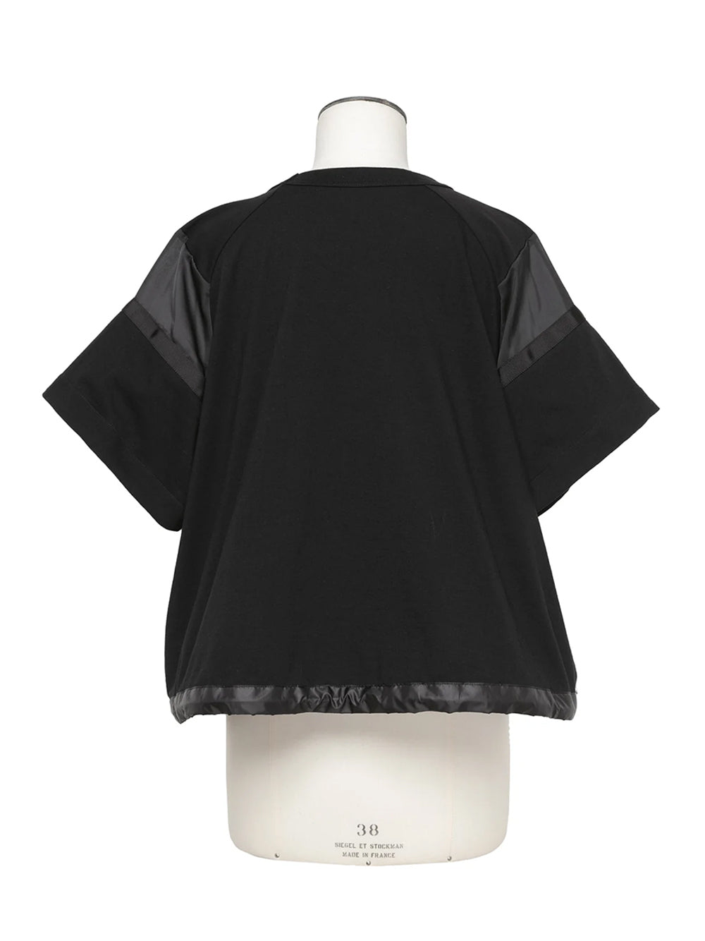 Satin X Cotton Jersey T-Shirt Black x Black
