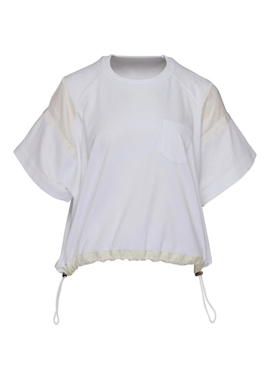 Satin X Cotton Jersey T-Shirt White X Off White