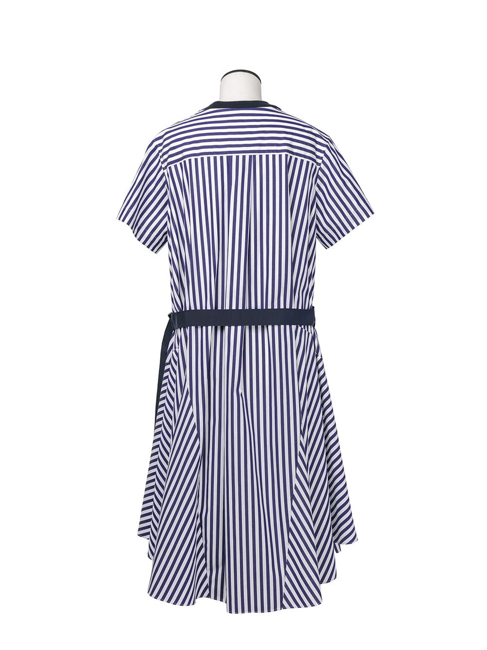 Cotton Poplin X Cotton Jersey Dress Navy Stripe