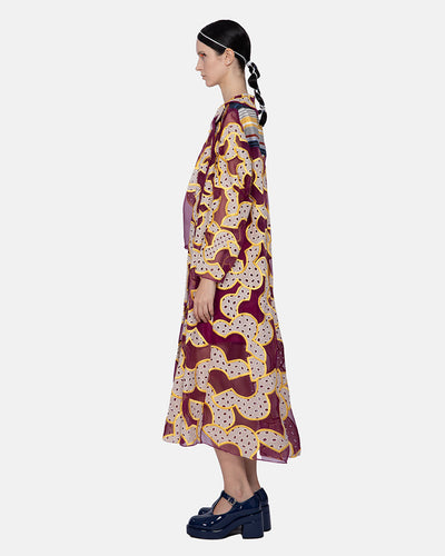 Embroidered Organza Mix Eyelet Coat Purple-yellow