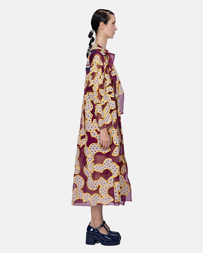 Embroidered Organza Mix Eyelet Coat Purple-yellow