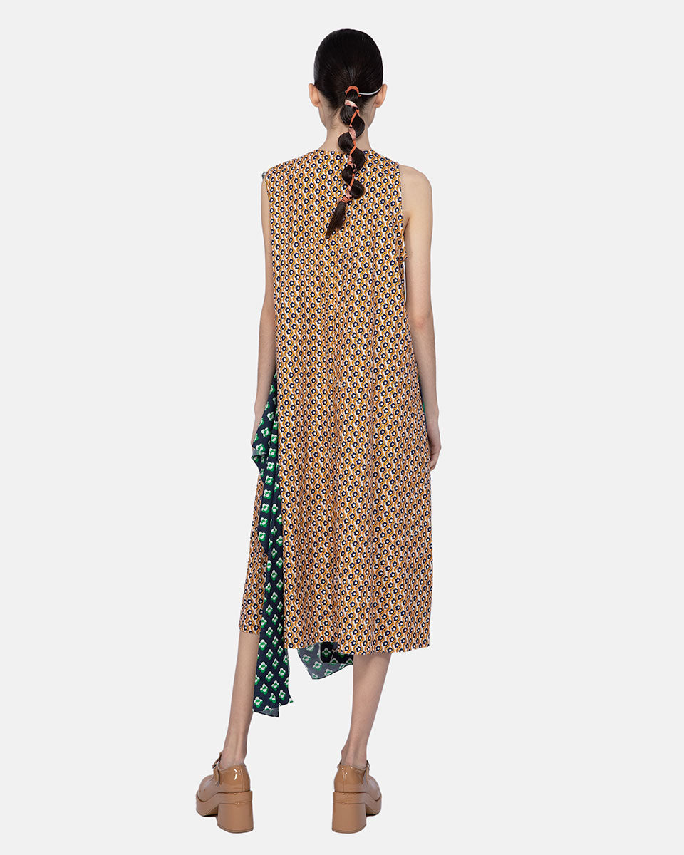 Cotton Print Sleveeless Midi Dress Multicolor