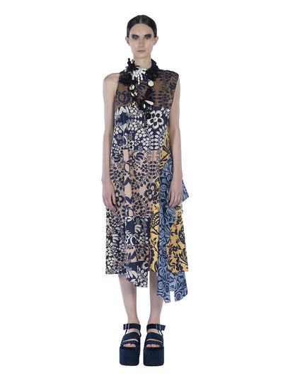 Cotton Print Sleeveless Asymme Multicolor