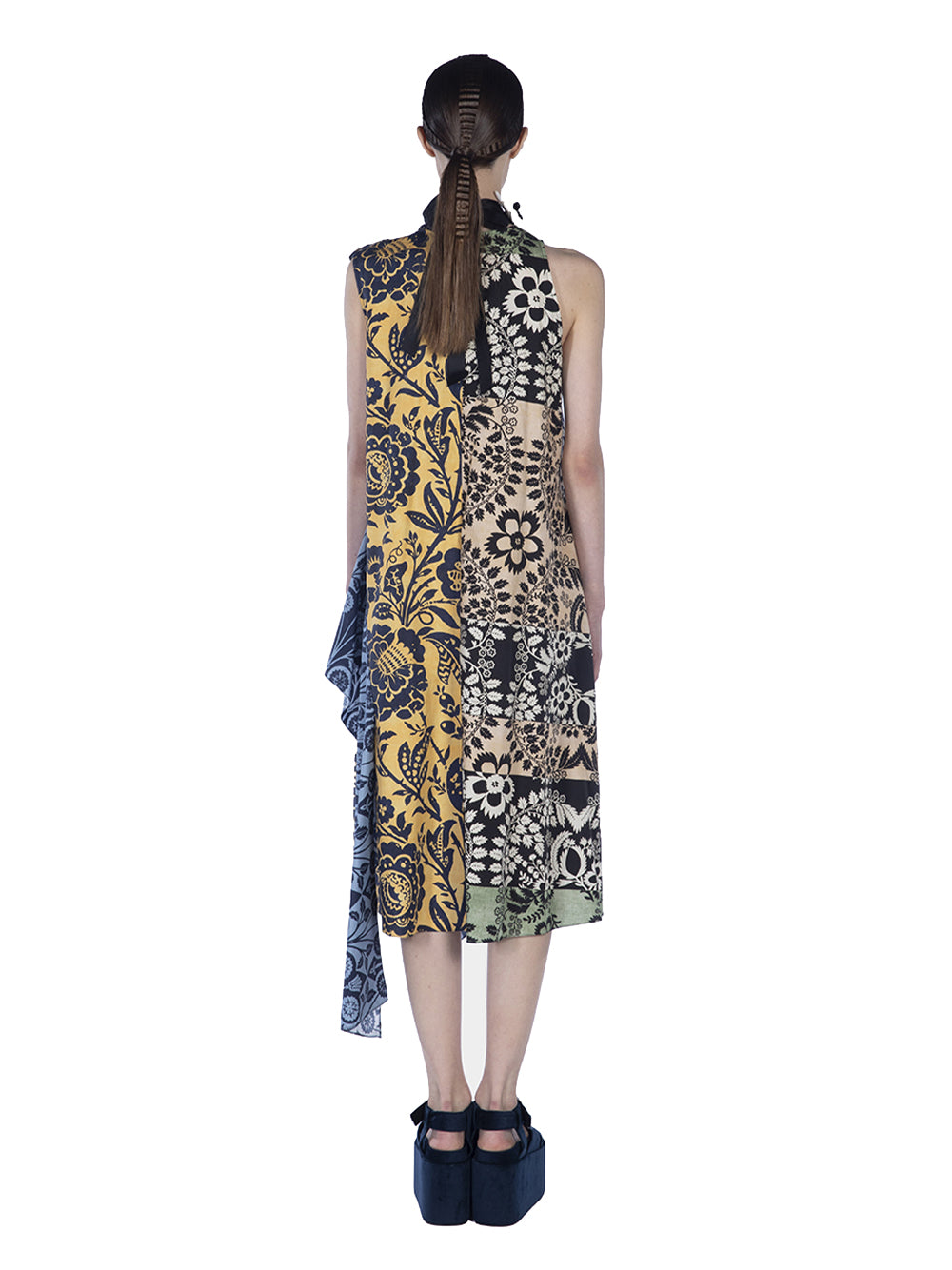 Cotton Print Sleeveless Asymme Multicolor