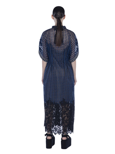 Embroidered Organza Mix Organz Navy