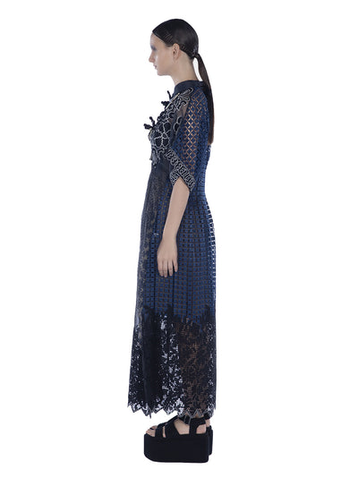 Embroidered Organza Mix Organz Navy