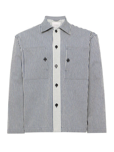 Patch Pocket Overshirt Off White/Navy