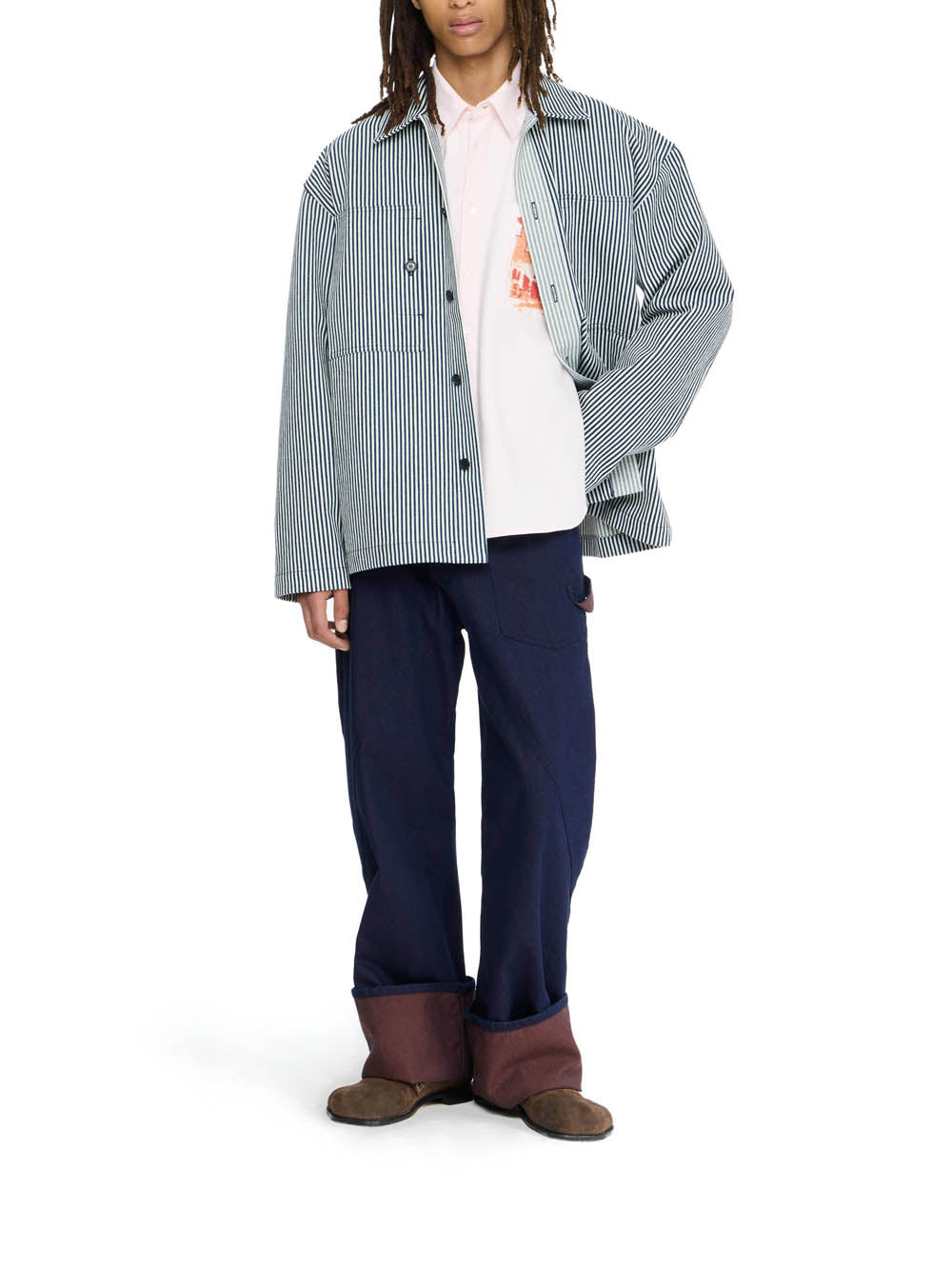 Patch Pocket Overshirt Off White/Navy
