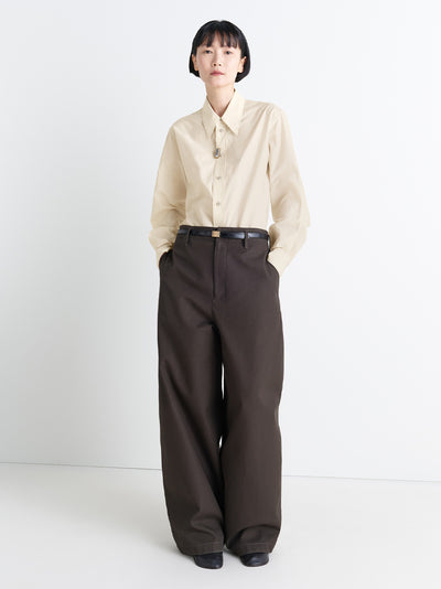 Pointed Collar Shirt Light Cream
