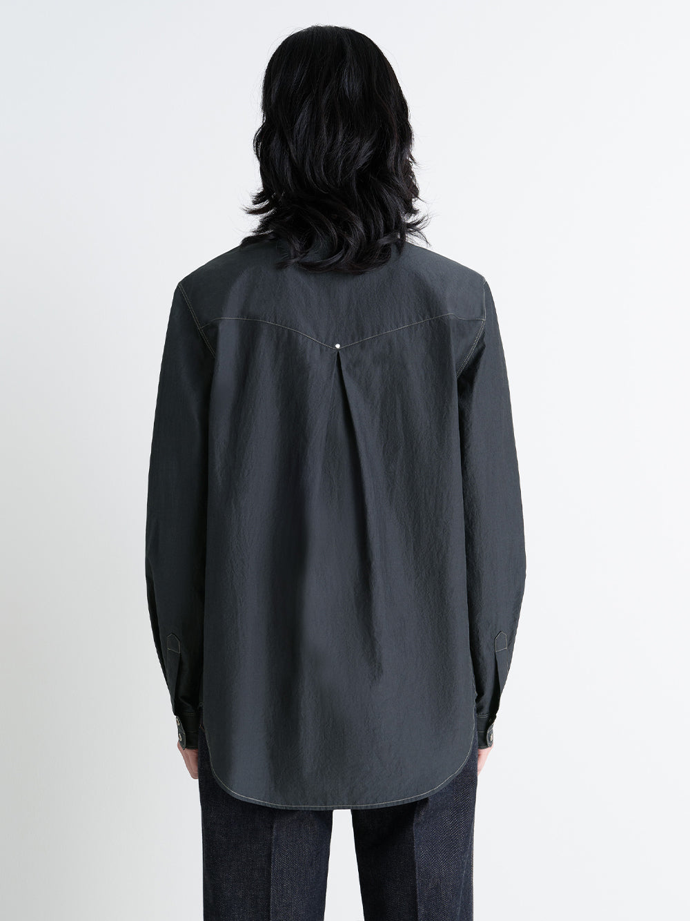 Chest-pocket Fitted Shirt Charcoal