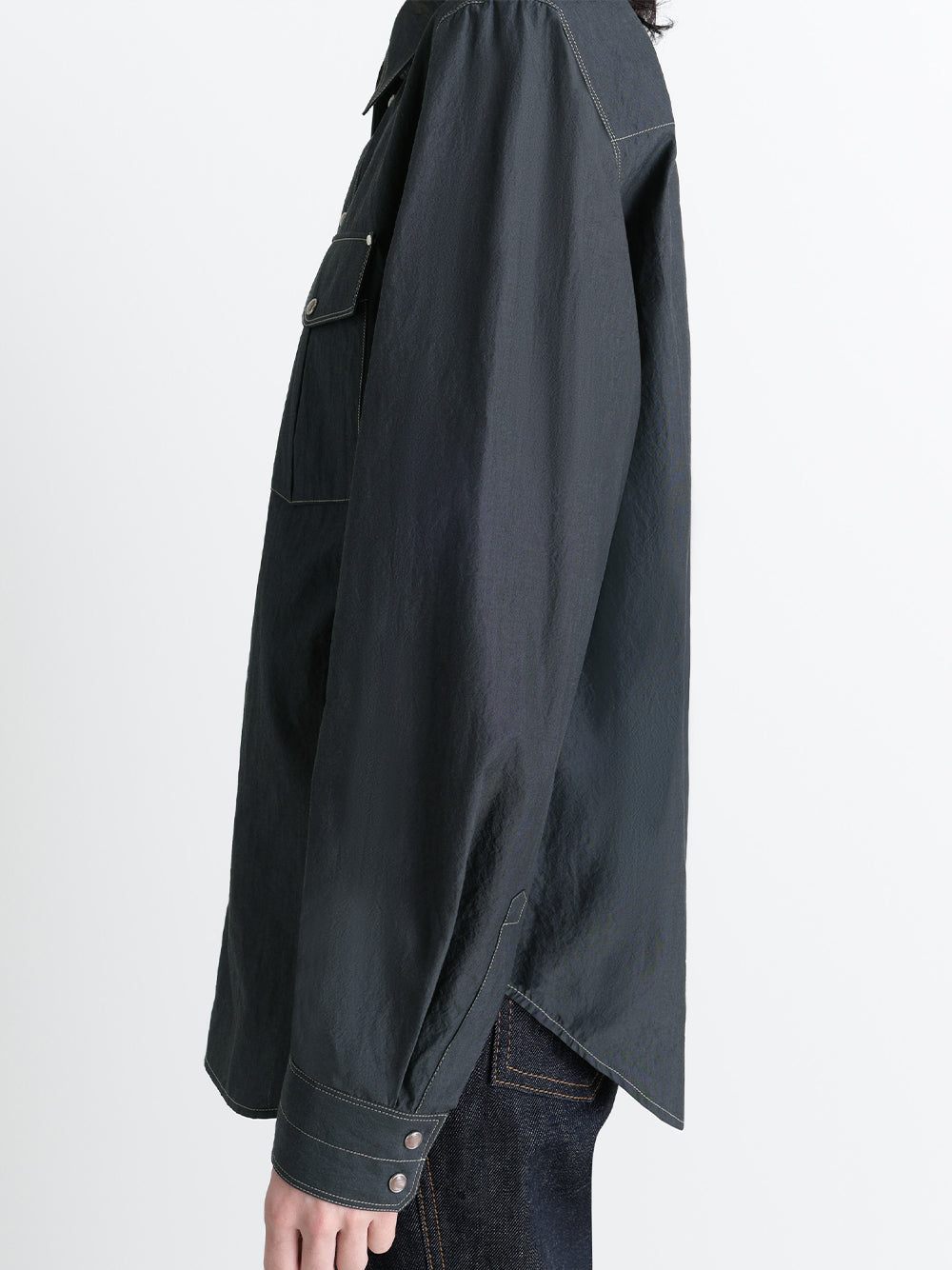 Chest-pocket Fitted Shirt Charcoal