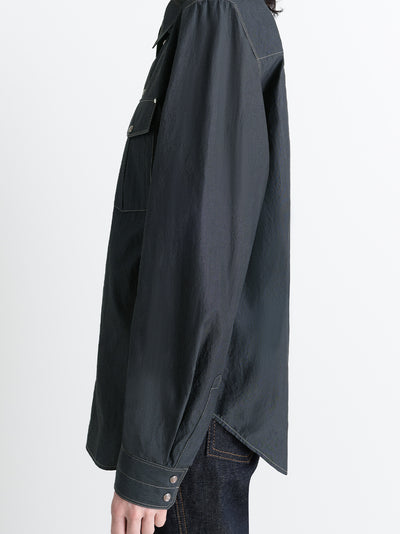 Chest-pocket Fitted Shirt Charcoal