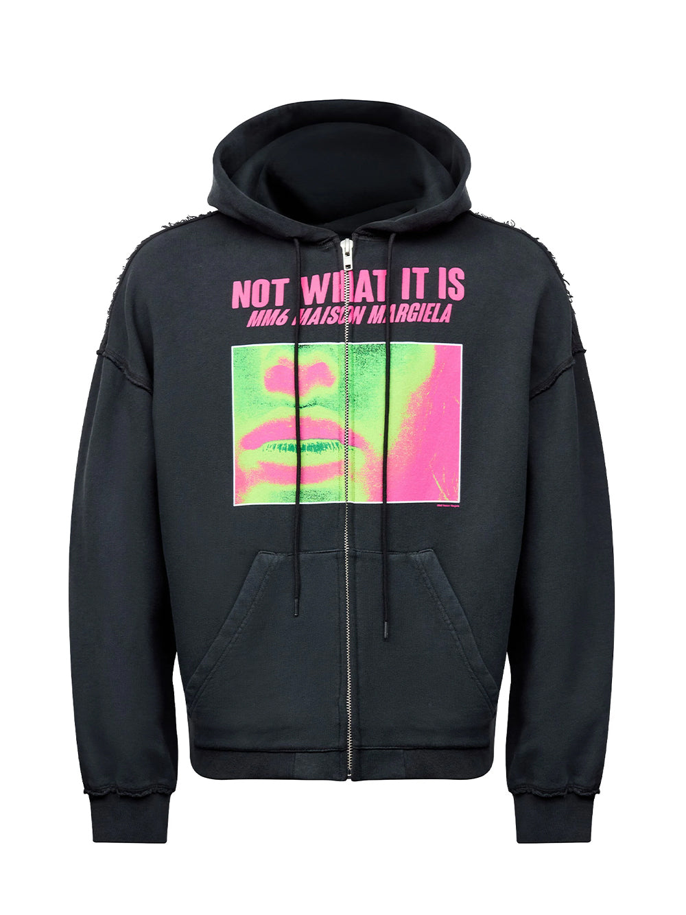 Graphic-Print Cotton Hoodie Black