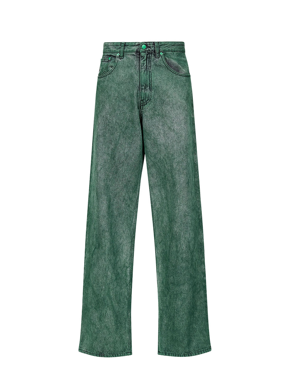 Logo-Patch Straight-Leg Jeans Green