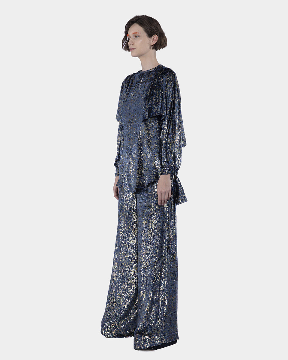 Velvet Fil Coupe Wing And Cut Navy
