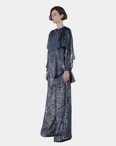 Velvet Fil Coupe Wing And Cut Navy