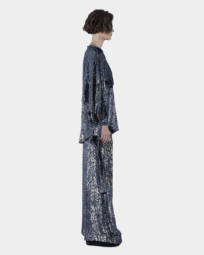 Velvet Fil Coupe Wing And Cut Navy