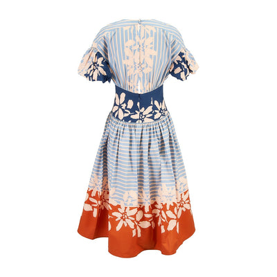 Armida Dress Celeste Stripes (Blue/Orange)