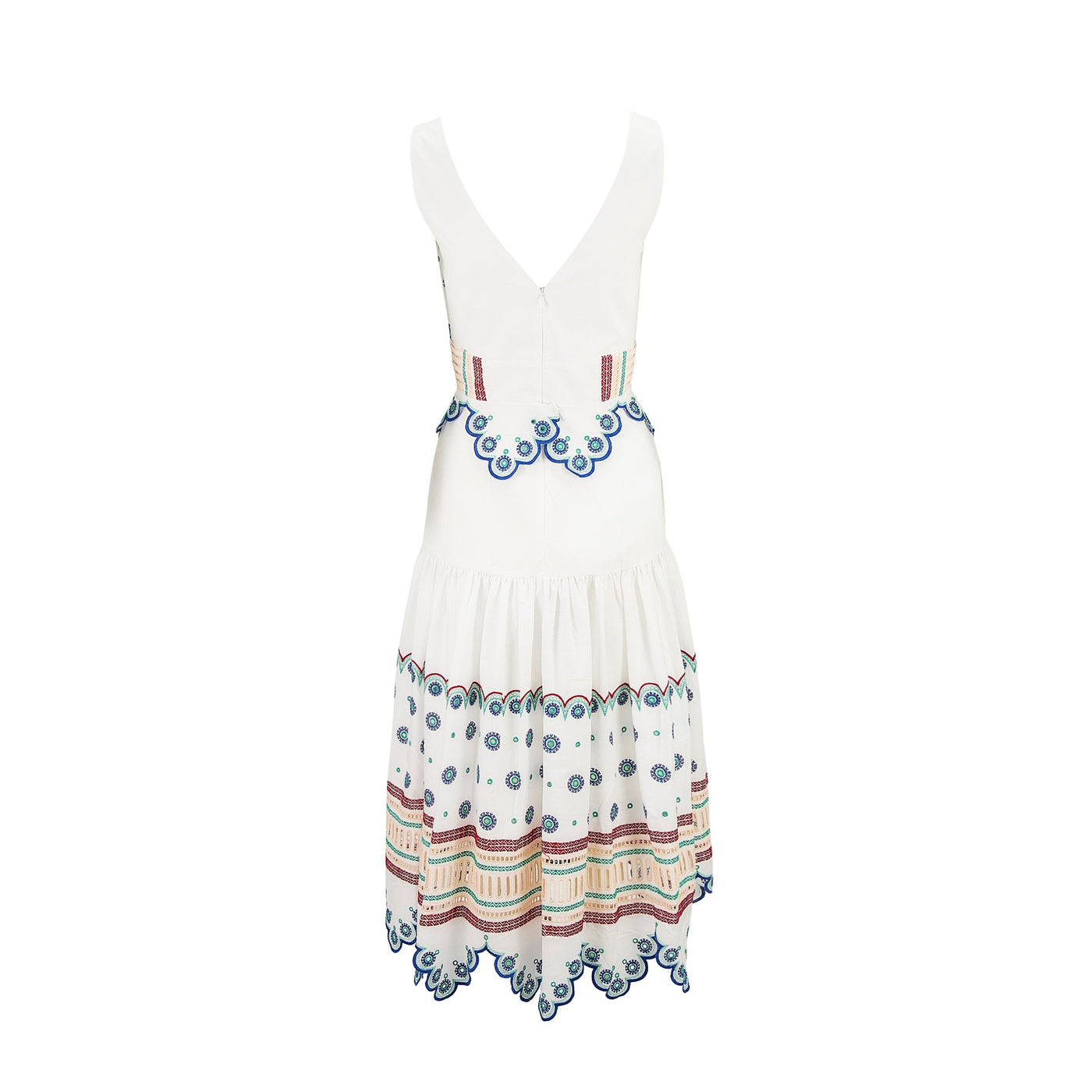 Biset Dress White Blue Scallop (White/Blue)