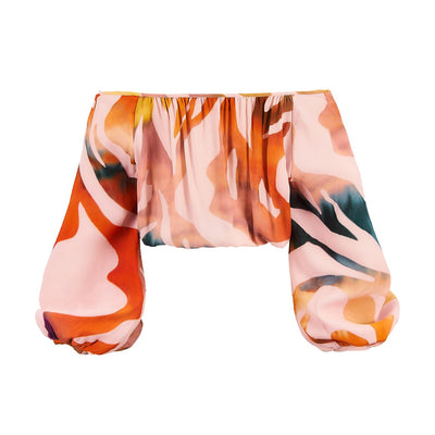 Dariela Blouse Blush Prismatic Abstract Zebra (Orange)