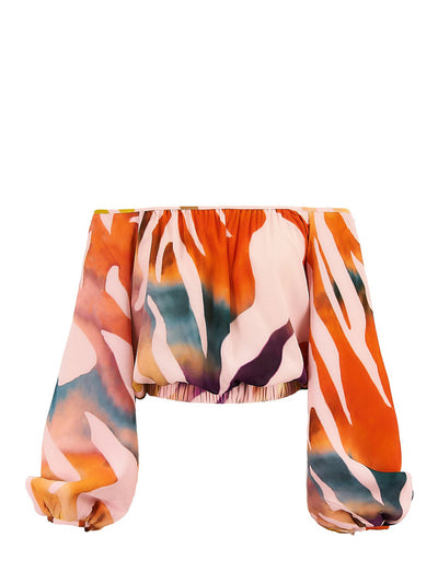      SILVIATCHERASSI-DarielaBlouseBlushPrismaticAbstractZebra-Orange-1