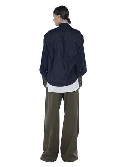 Denim Jacket With Beaded Appli Blue