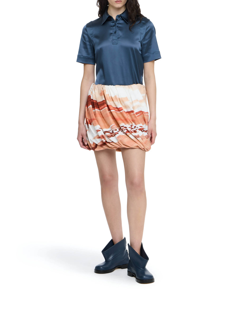 Rolled Hem Skirt Red/white
