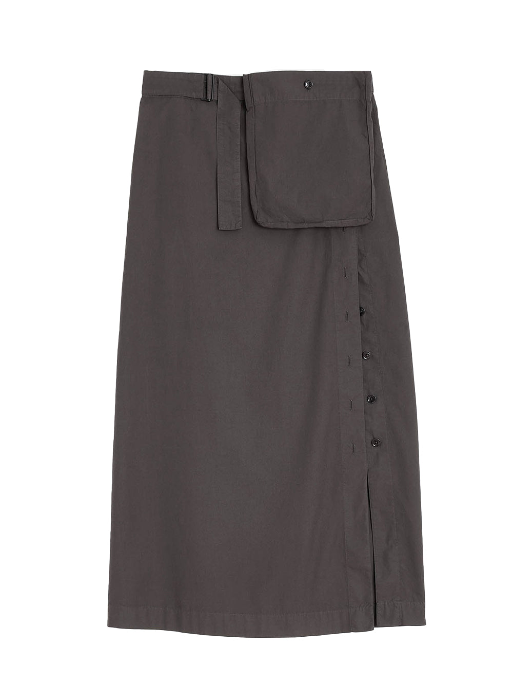 Buttoned Long Skirt Dark Brown