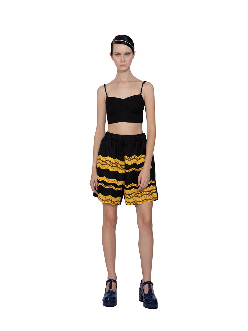 Cotton Mix Lace Short Pants Yellow