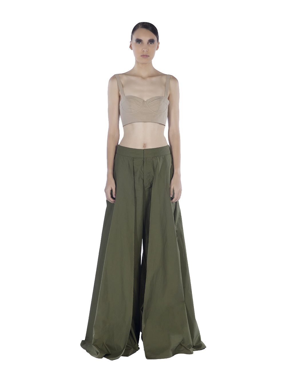 Cotton 2 Layers Wide Pant Green