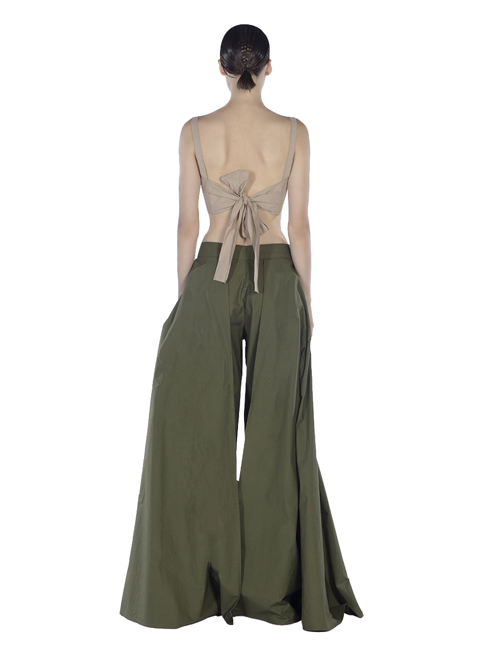 Cotton 2 Layers Wide Pant Green