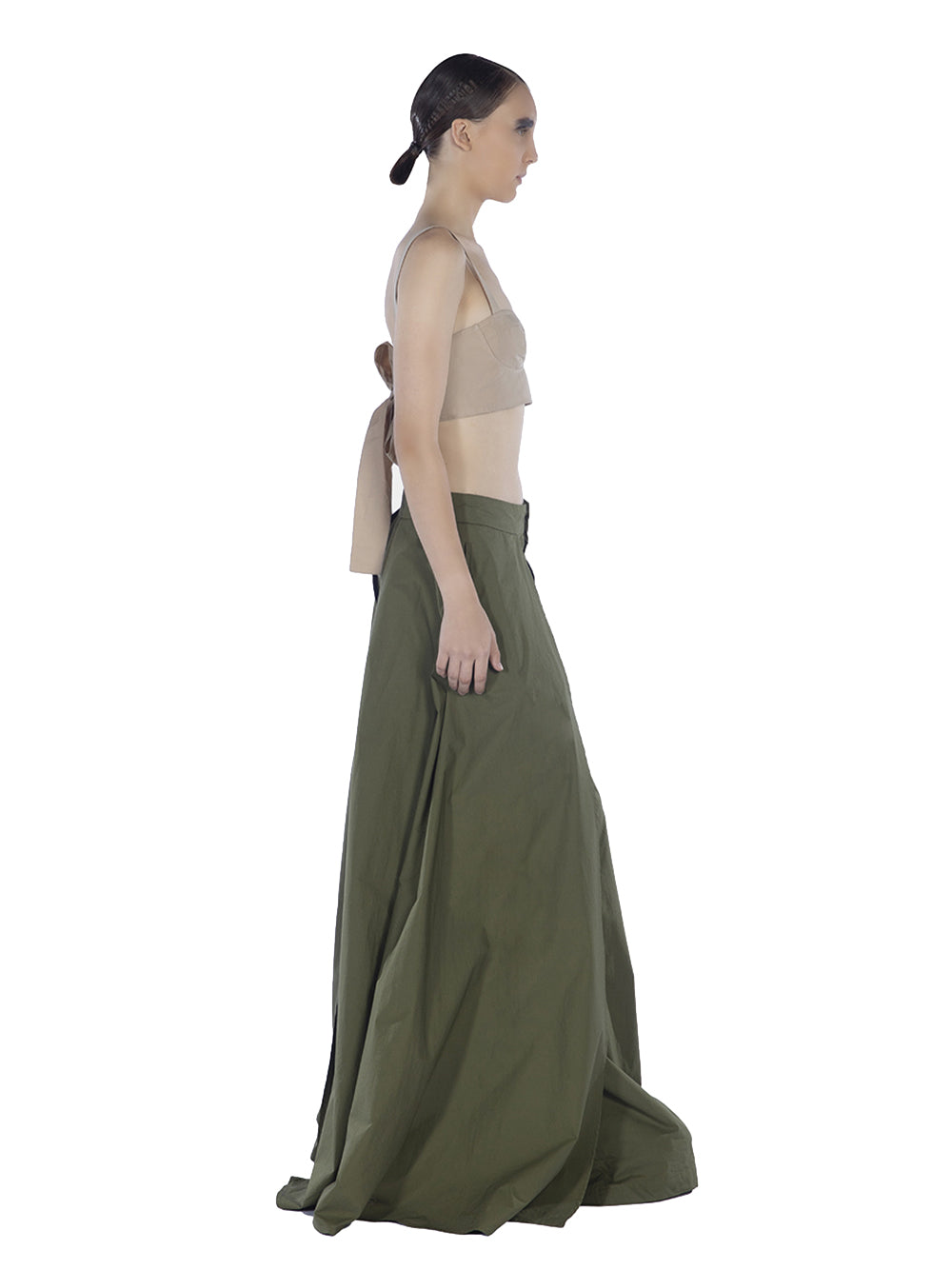 Cotton 2 Layers Wide Pant Green