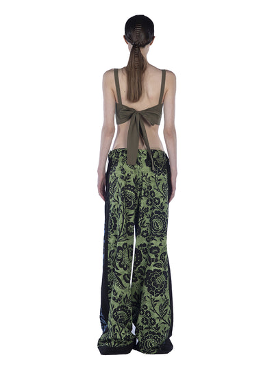 Cotton Print Long Pants With S Blue