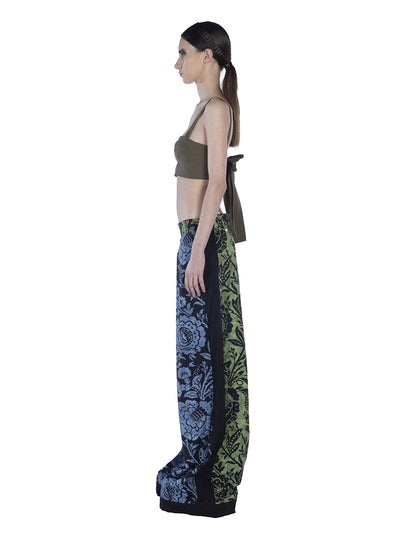 Cotton Print Long Pants With S Blue