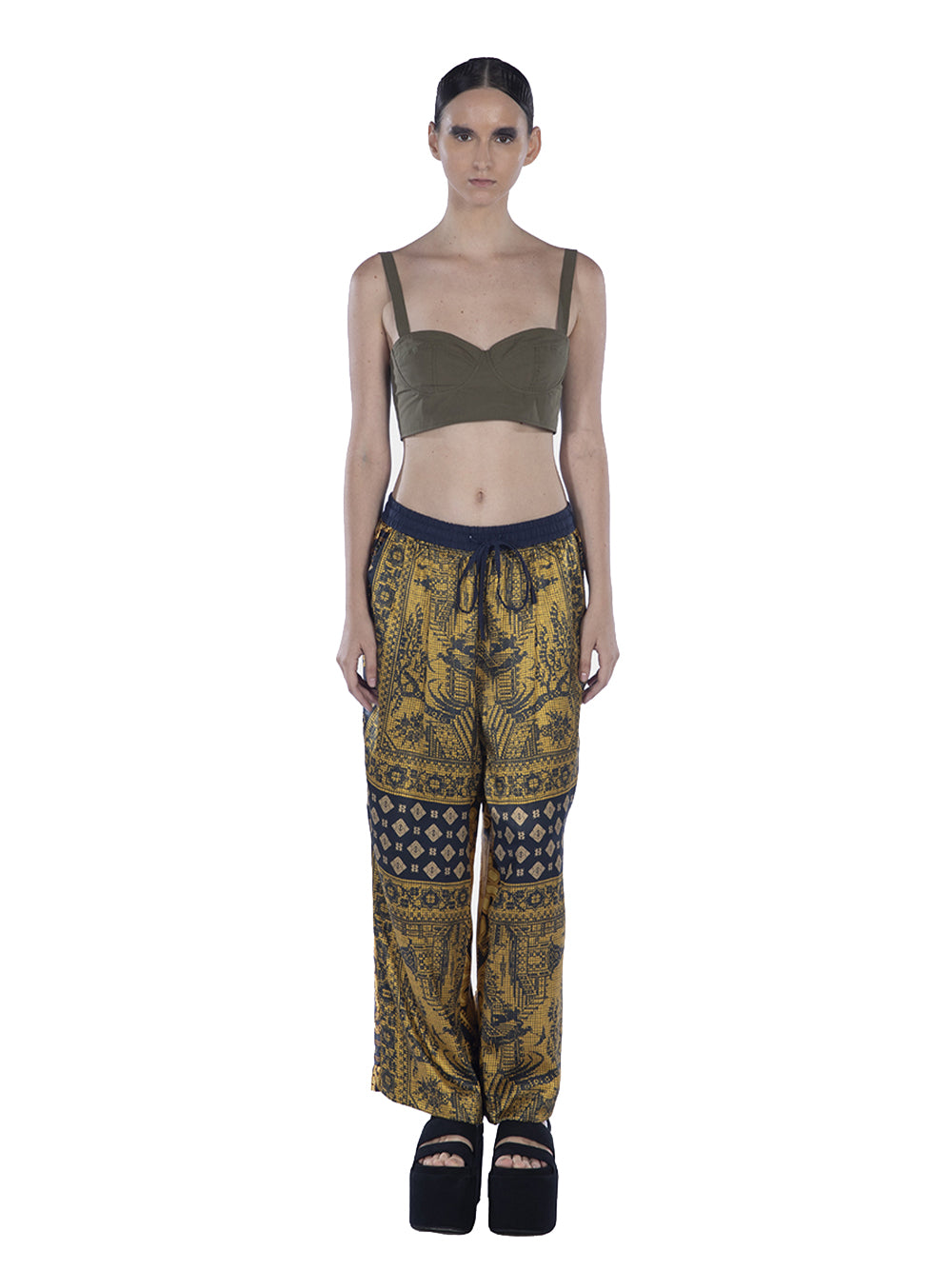 Cotton Print Ankle Length Pant Yellow