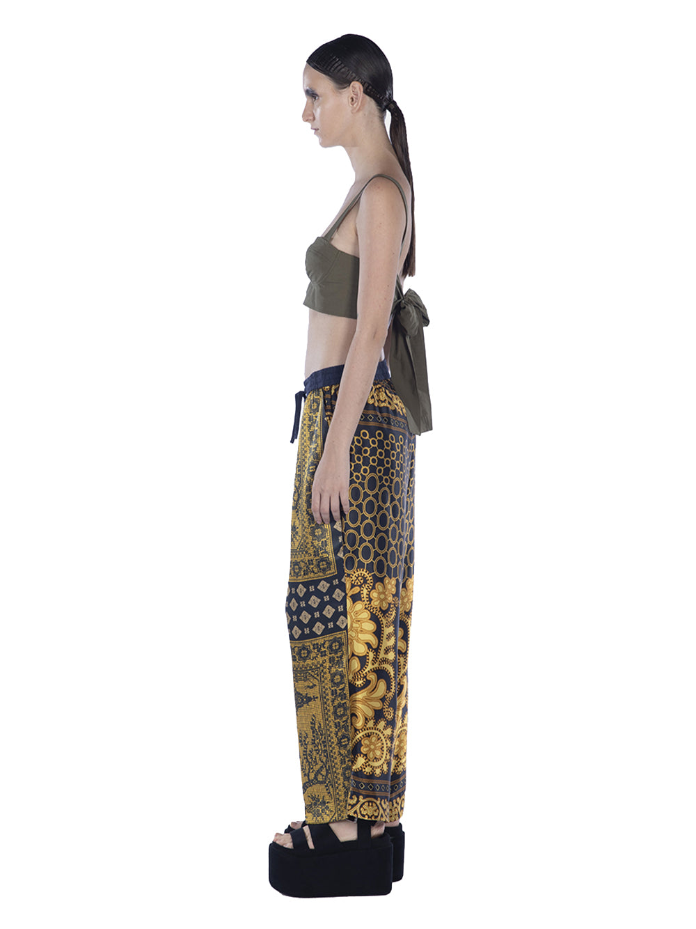 Cotton Print Ankle Length Pant Yellow