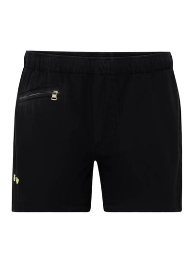 Contrast Embroidery Shorts Washed Black