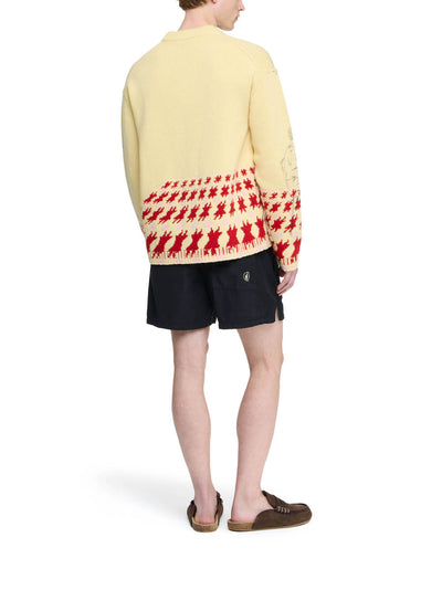 Contrast Embroidery Shorts Washed Black