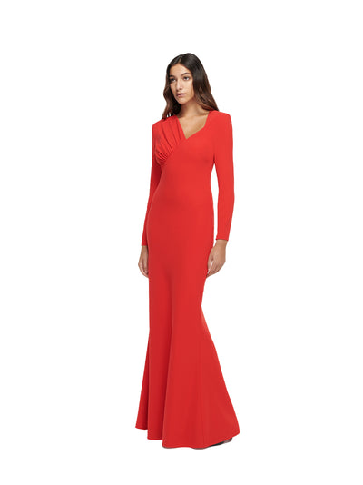 Long Sleeve Cady Gown Red