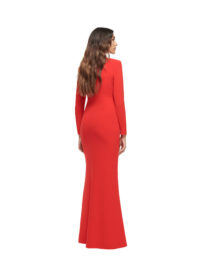 Long Sleeve Cady Gown Red