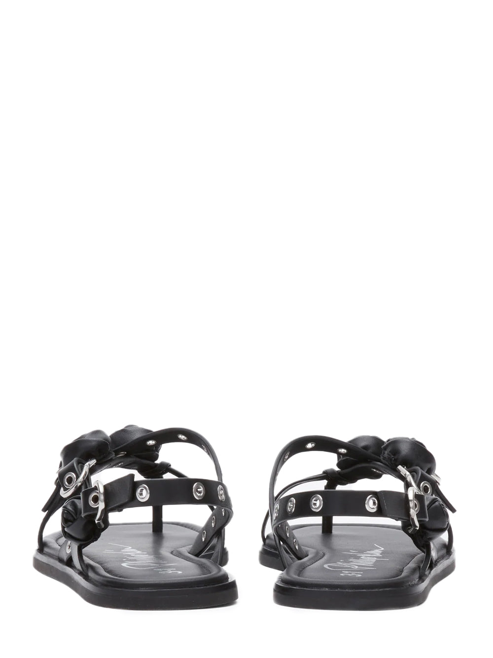 Strappy Eyelet Sandal With Rosettes Blk Multi