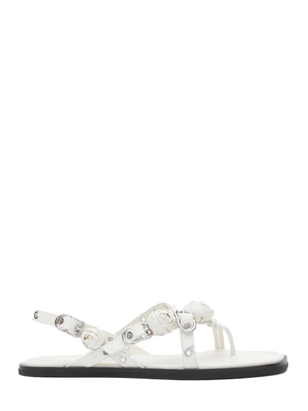 Strappy Eyelet Sandal With Rosettes Ant. White