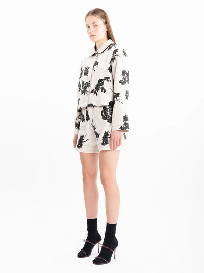 Sequin Cropped Jacket Beige