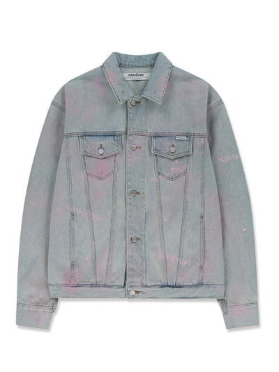 Spray Dyed Denim Jacket Sky Blue