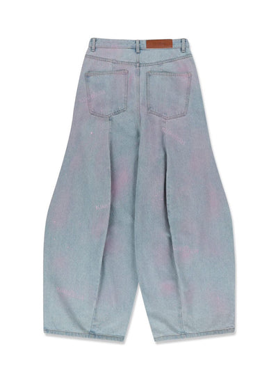 Spray Dyed Balloon Fit Jeans Sky Blue