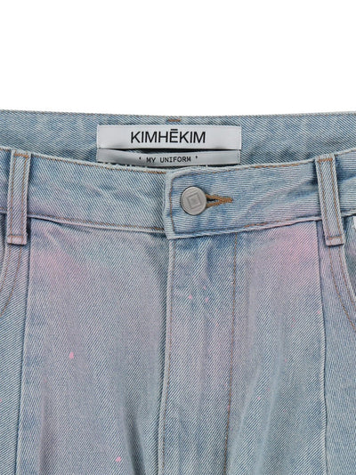 Spray Dyed Balloon Fit Jeans Sky Blue