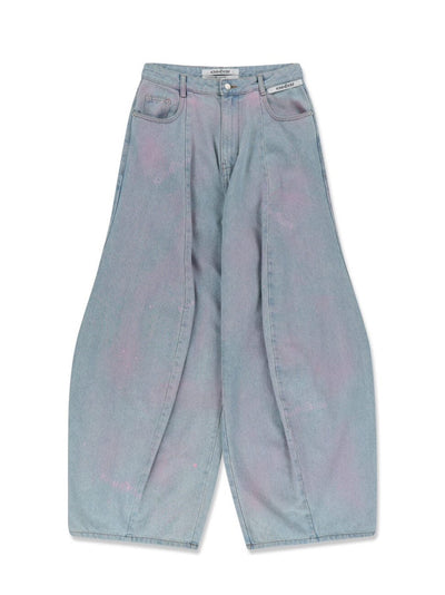 Spray Dyed Balloon Fit Jeans Sky Blue