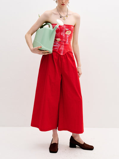 Okra Mixed Media Jumpsuit Marquee Red