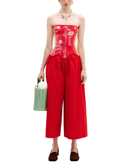 Okra Mixed Media Jumpsuit Marquee Red